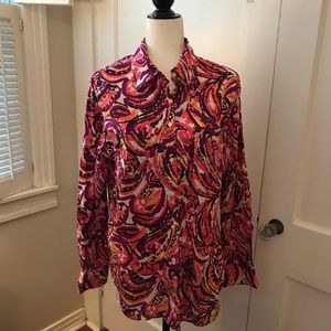 Merona XXL Button up LS blouse with fun print